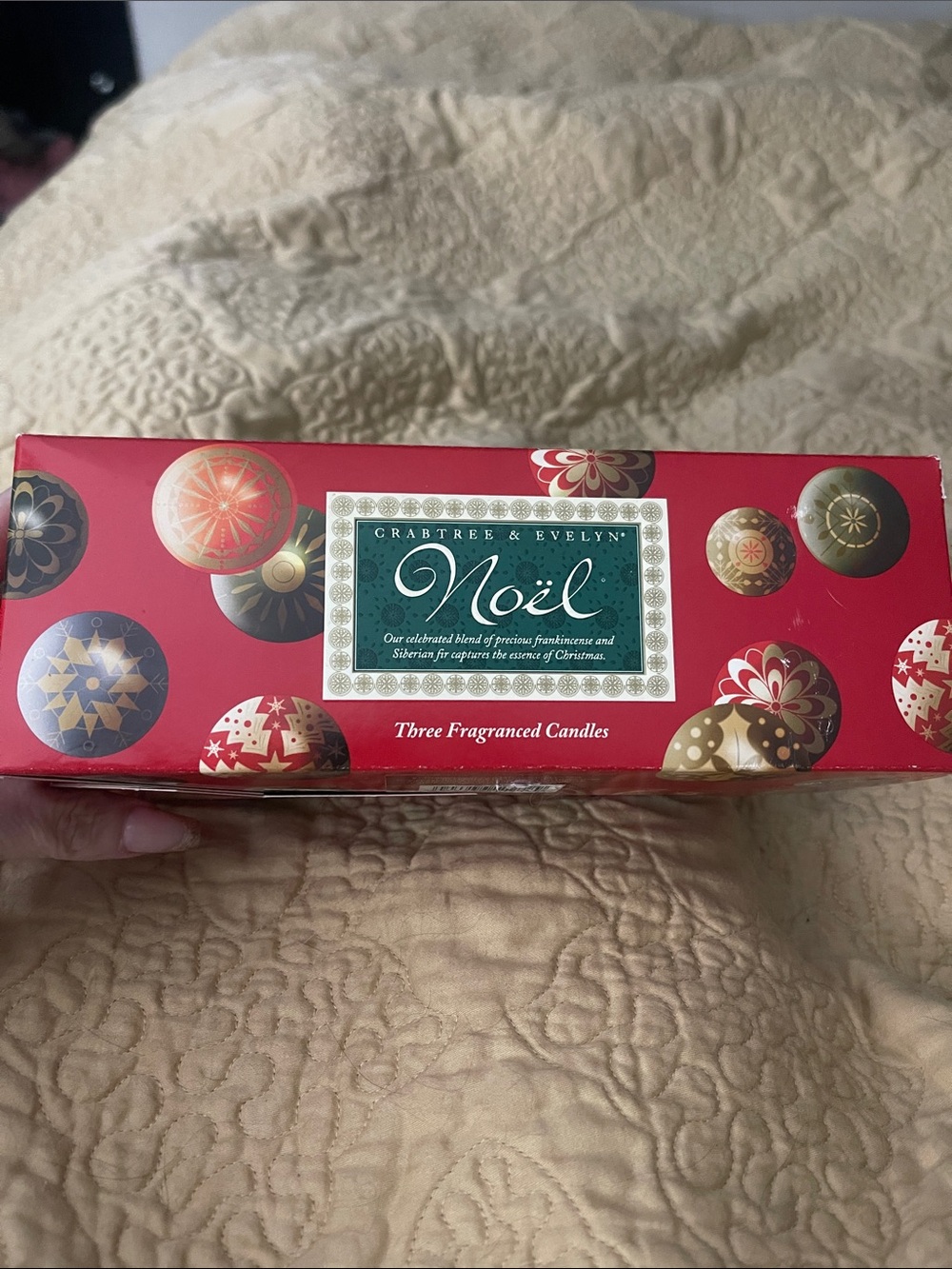 Vintage Crabtree & Evelyn Noel Holiday Candle Trio in Red Gift Box